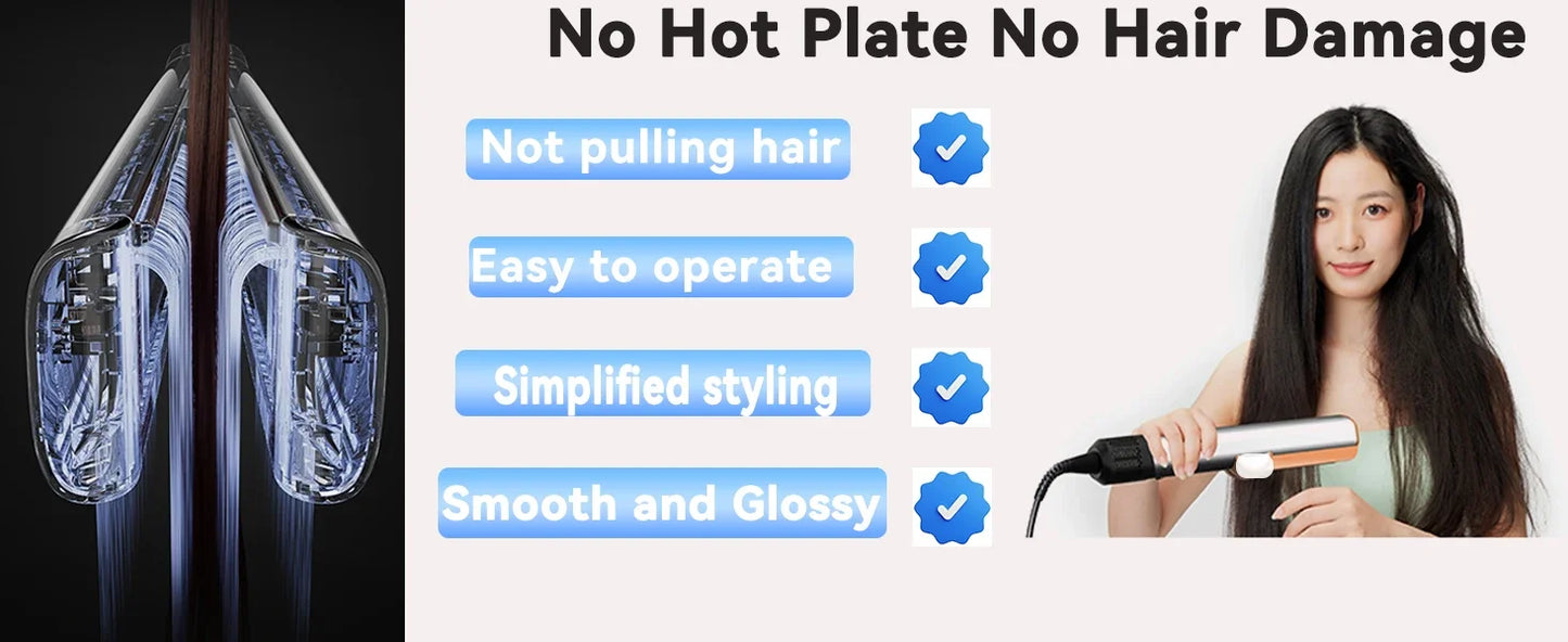 Professional 2 IN 1 Hair Straightener Hair Dryer Heat-Up Hair Flat Iron Negative Ion Iron Long-Lasting Styling Tool wet and dry