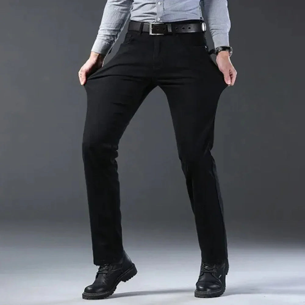 Brand Jeans 2025 Summer Business Jeans Men Light Blue Casual Straight Stretch Fashion Classic Work Denim Trousers Male Clothing.