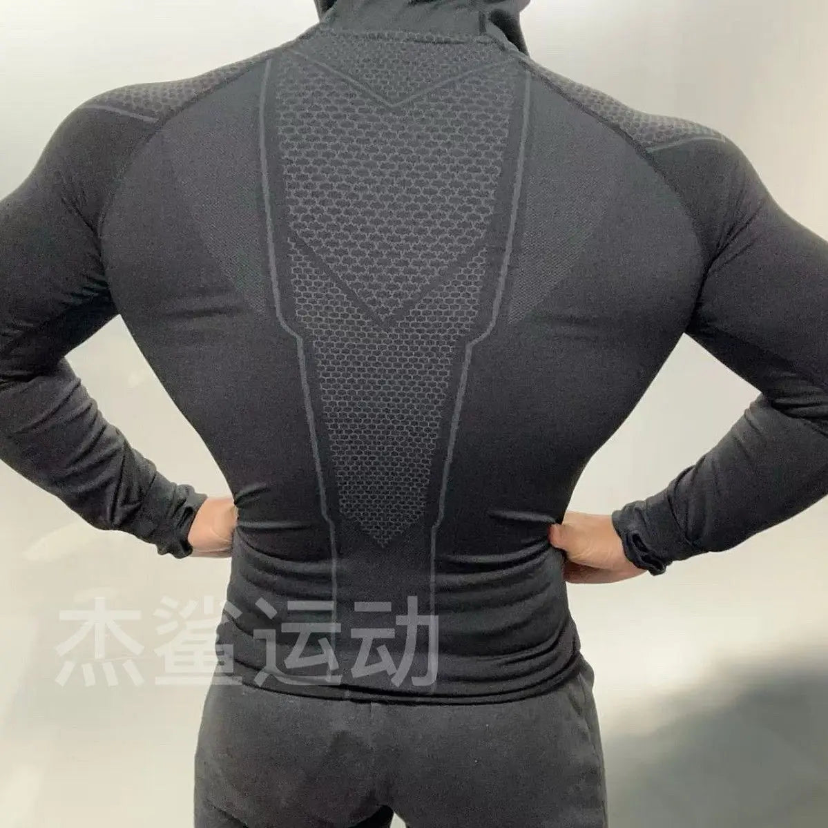 Men's Quick Dry Breathable Slim Fit Elastic Hooded Zipper Long Sleeve Fitness T-Shirt for Gym Sports Casual.