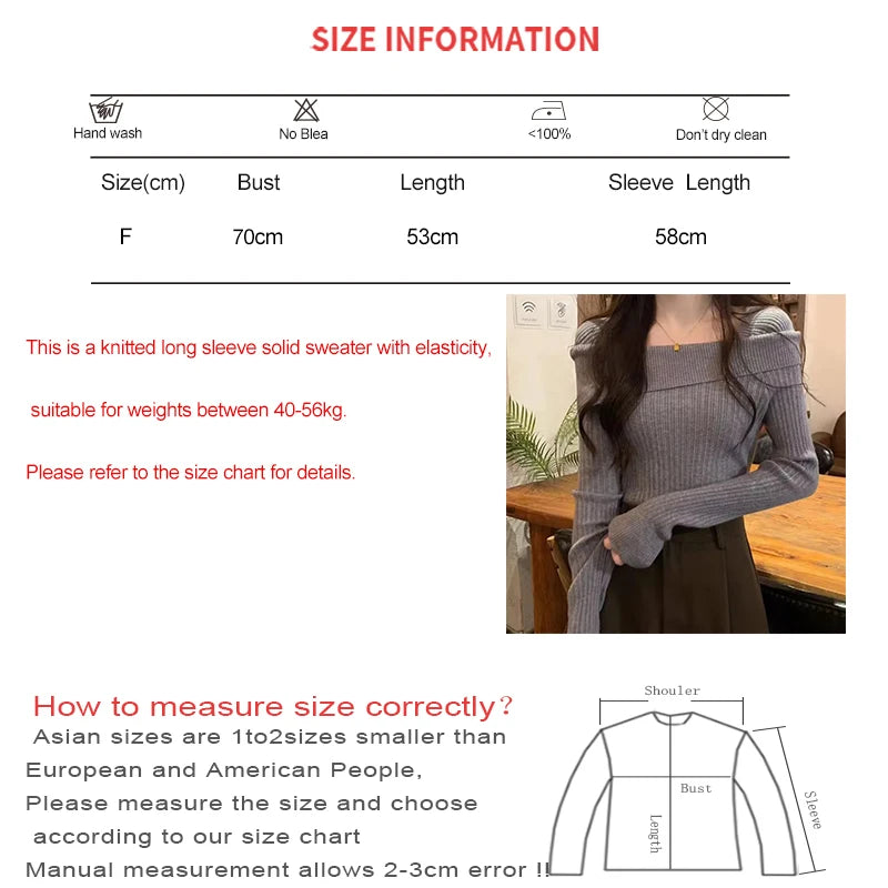 Solide Sexy Schlank Off Schulter Slash Neck Langarm Stricken Pullover Frauen Jumper Büro Mode Neue.
