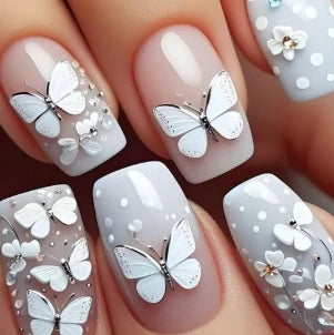 24Pcs/set Almond Press-On French Nail Tips Green Cat Eye False Nails Simple&Elegant Wearable Nail Art for Women&Girls Daily Wear