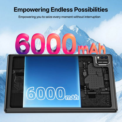 New BAKEN 10-inch Android 15 tablet with 64GB storage, keyboard, leather case, stylus, mouse, Wi-Fi, GPS, Bluetooth.