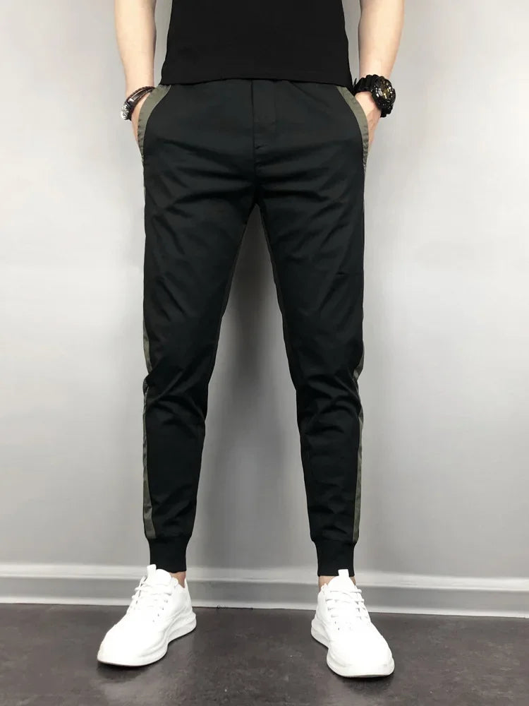 2023 Summer Men's Slim Fit Harajuku Style Lightweight Harem Pants Casual Trendy Korean Version Nine Point Length Mens Pants.