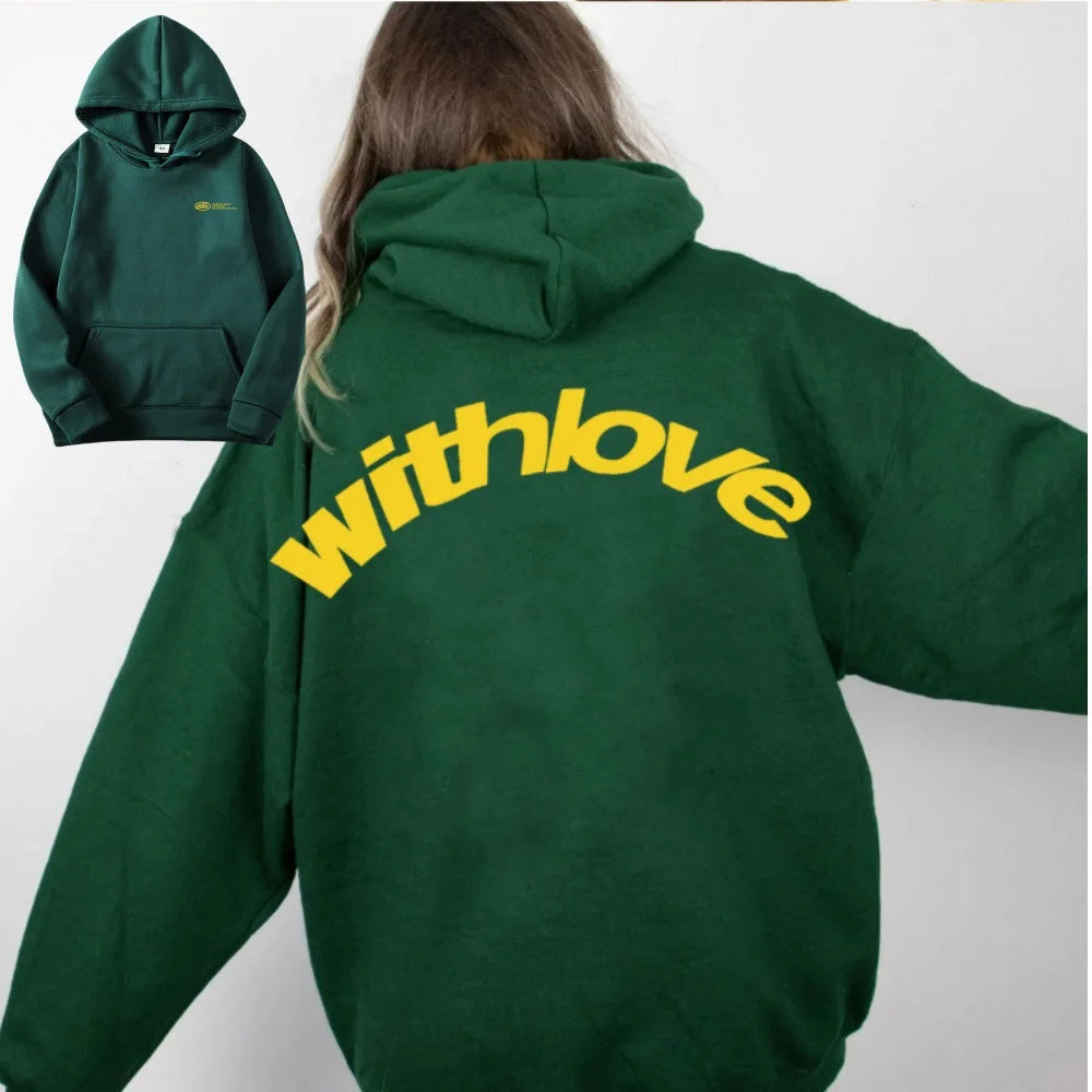 Fanceey Fleece-gefüttertes Herren-Kapuzenpullover, Winter, warm, lockere Passform, Buchstabendruck, lässiger Sport-Pullover, Kapuzenpullover für Herren, Neu