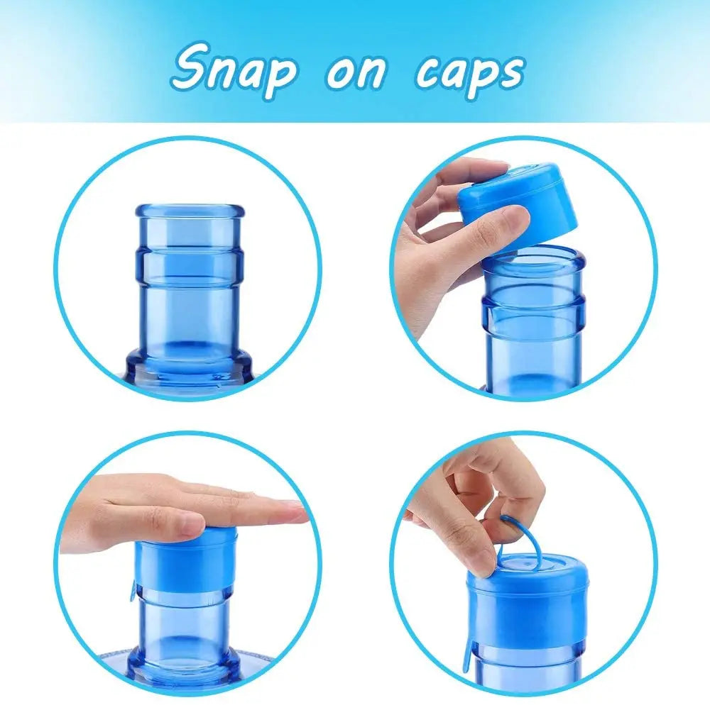 5pcs 55mm Water Bottle Snap On Cap Replacement 3 and 5 Gallon Non-Spill Water Jug Caps Reusable Non Spill Caps Anti Splash Peel.