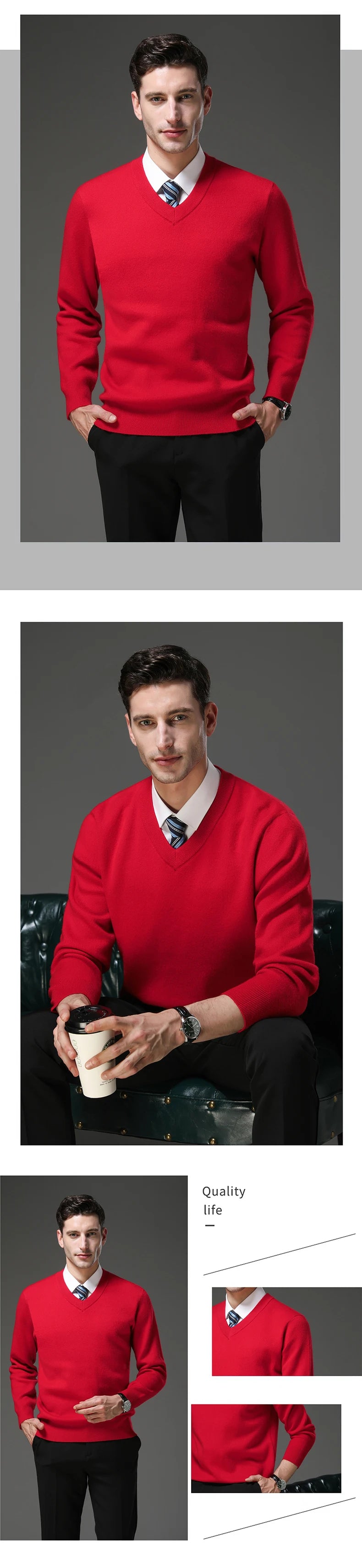 Top Grade Thick Anti-Pilling New Fashion Brand Autum Winter Knit Pullover Men Slim Fit Sweater Business Casual Woolen Jumper.