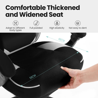 WOLTU Drehbarer Gaming-Rennstuhl, Schreibtisch, Büro, Computerstuhl, Sportsitz mit Kopfstütze, Lendenkissen, Fußstütze, Gamer-Stuhl