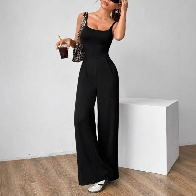 Women Sexy Jumpsuits Backless Suspenders Rompers One Piece Overalls Sleeveless Wide Leg Pants Solid Streetwear Summer.