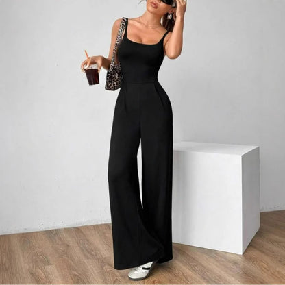 Women Sexy Jumpsuits Backless Suspenders Rompers One Piece Overalls Sleeveless Wide Leg Pants Solid Streetwear Summer.