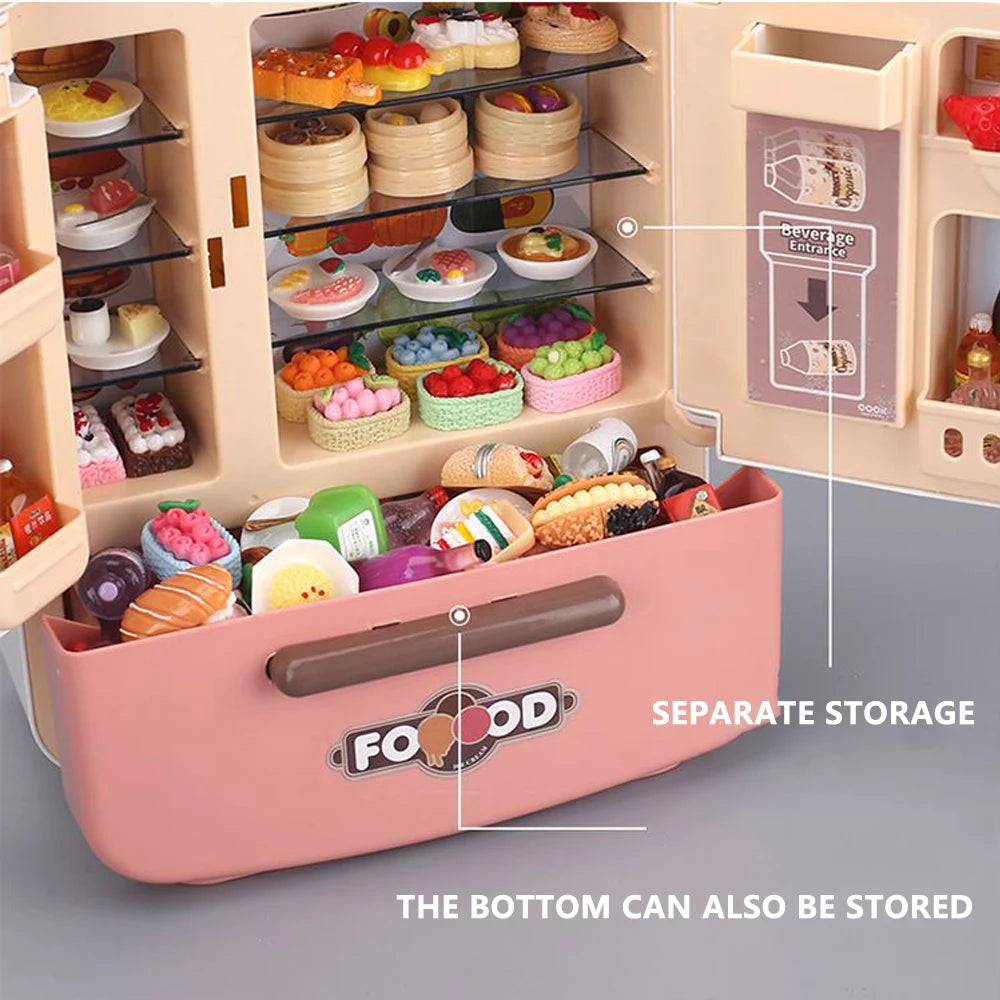 Cute Simulation Microfilm Furniture Double Door Refrigerator 1:12 Dollhouse Kitchen Model Decorations For Girl Birthday Gifts.
