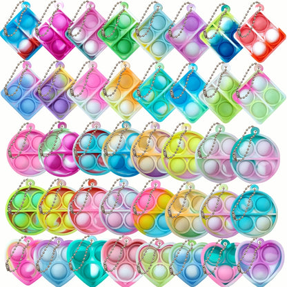 12/24/48Pcs Mini Pop Fidget Toy Pack Kit Keychain Stress Relief Toys Party Favors Office Desk Toy for Kids Adults Brinquedos.