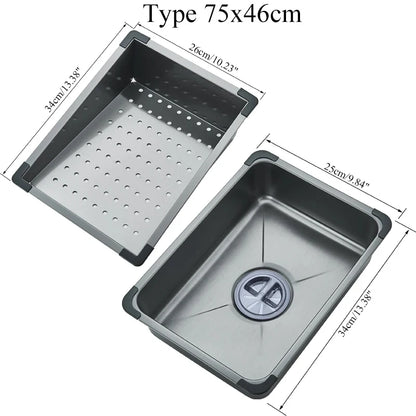 Stainless Steel Kitchen Sink with Hot Cold Pull Out Kitchen Sink Faucets Digital Large Single Bowl Waterfall Rain Kitchen Sinks