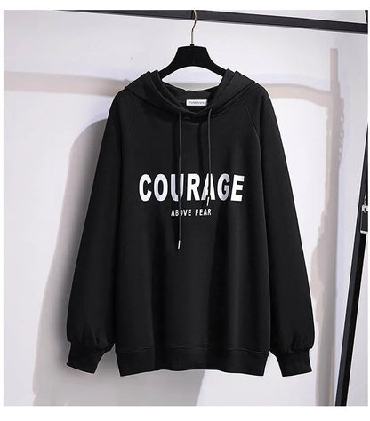 175 kg Plus Size Damen Büste 170 Frühling Herbst Lose Brief Kapuzenpullover Sweatshirt Schwarz Rot Weiß 4XL 5XL 6XL 7XL 8XL 9XL