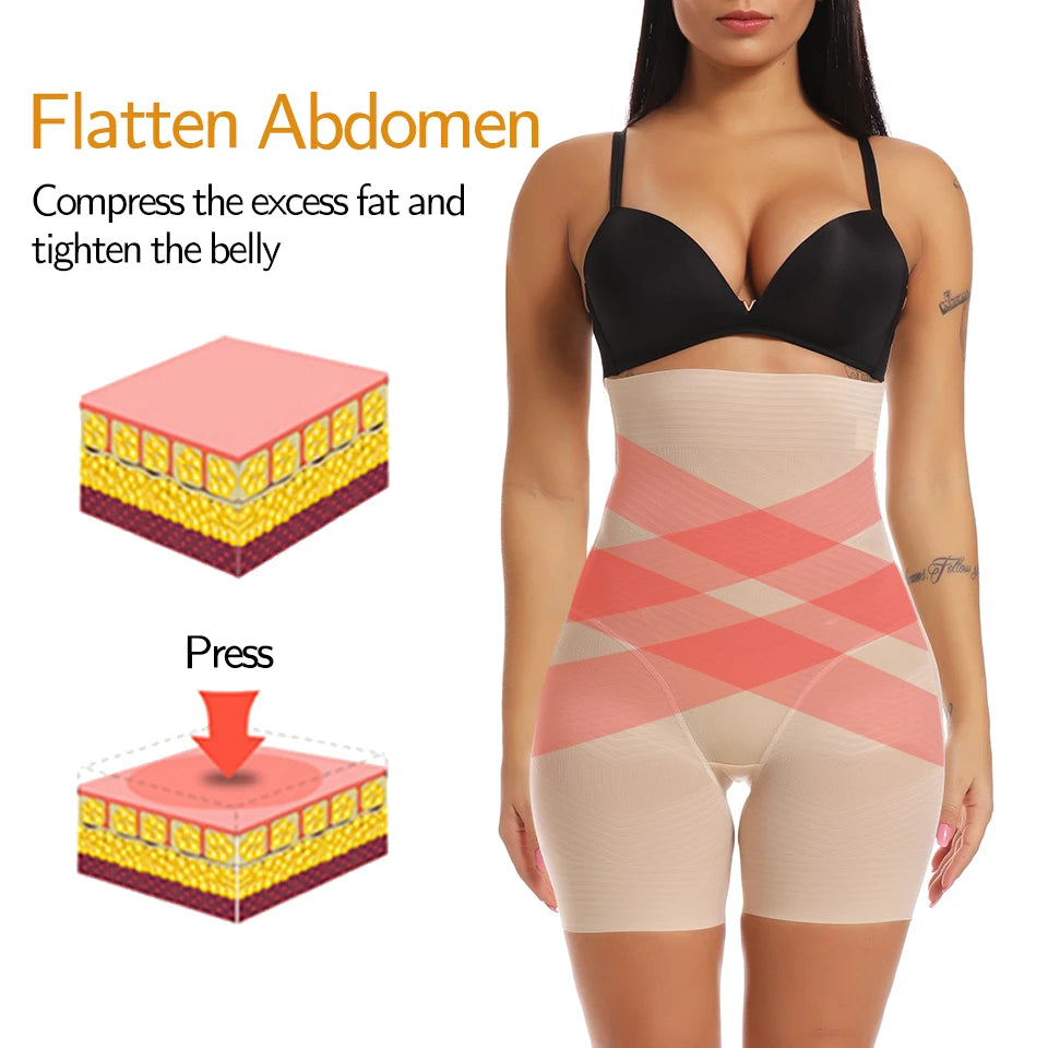 Women Body Shaper High Waisted Trainer Tummy Control Panties Butt Lifter Slimming Underwear Waist Cincher Shapewear Shorts.