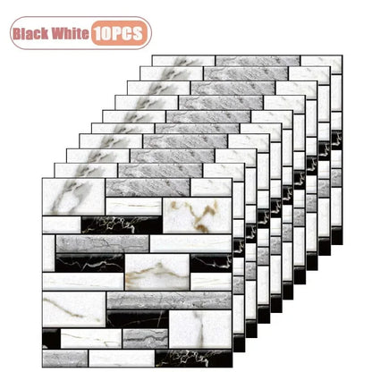 10PCS 3D Self Adhesive Foam Wall Stickers Waterproof Wallpaper Panels for Living Room Bedroom Dining TV Background Decor