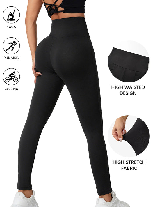 Super Soft Sports Leggings With Pockets For Women High Waisted Workout Yoga Running Push Up Gym Fitness Tight Pants Women's.