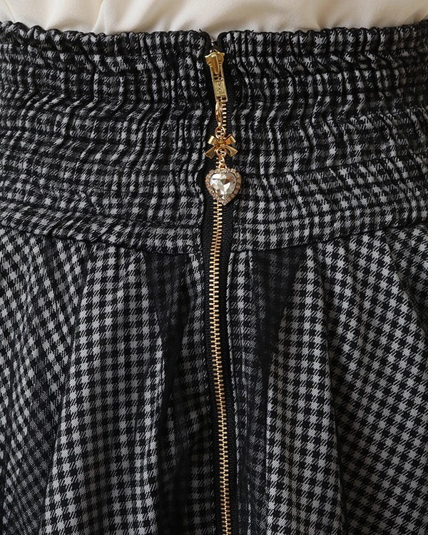 Japanese Liz New Summer Lace Edge Leather Ring High Waist Pleated Skirt Ribbon Bow All-match Short Skirts Big Bow Lolita Blouses.