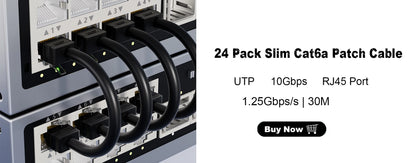 COMNEN 24 Pack Ethernet Lighting Patch Cable Flexiable Slim Cat6a 10G POE LAN Cable  for Switch Ps5 Router Xbox Computer.