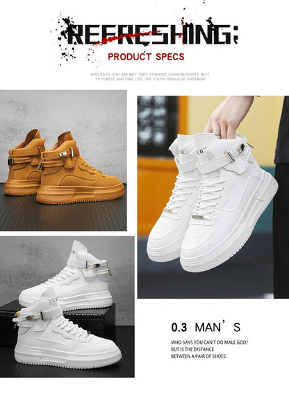 Hot Fashion Brown Sneakers Men 2024 Designer Men High Top Shoes Comfortable Platform Shoes Men Casual Mens Skateboard Sneakers.