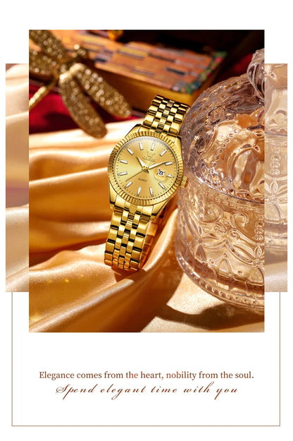 OLEVS 5593 Woman Watch Stainless Steel Waterproof Auto Date Elegant Ladies Wristwatch Luxury Original Quartz Watch for Women New.