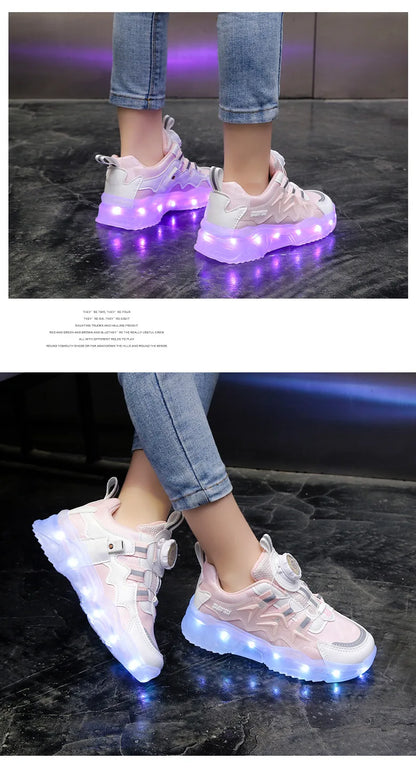 Children Fashion Kids Led Shoes for Girls Usb Charging Sneakers Outdoor Sport Footwear Boys Luminous Shoes 2023 Glowing Sneakers