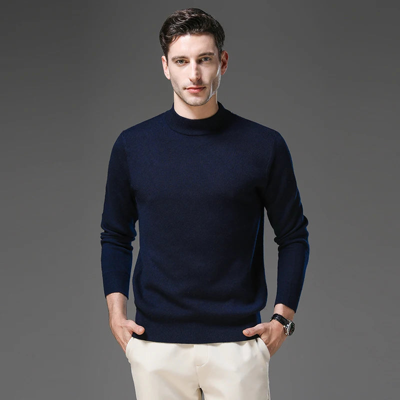 High End Wool Anti-pilling Blended Fashion Brand Half Turtleneck Knit Pullover Casual Sweater Mens Jumper Designer Clothing