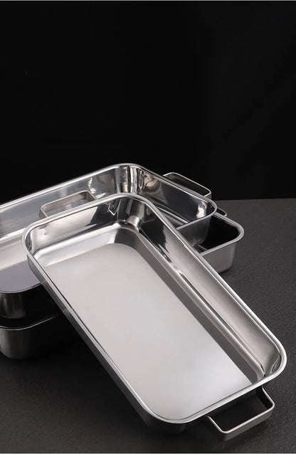 grilled fish plate household induction cooker rectangular Korean multi-functional barbecue plate golden commercial tray.