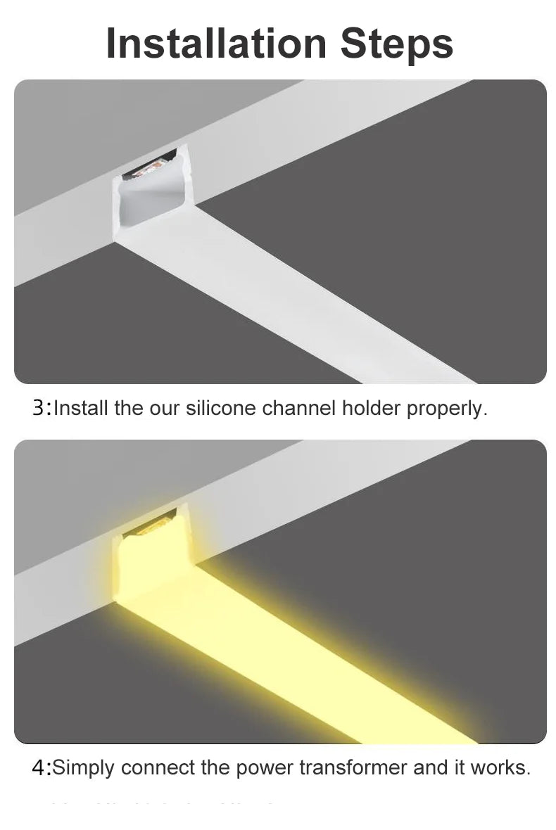 1-5M Recessed White Silicone Tube Border Led Neon Flexible Channel Holder Easy Install Waterproof Dustproof DIY Special-shaped.