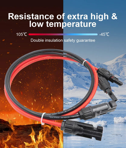 Solar Panel Cable Extension Copper Wire 4mm² 6mm² 2.5mm² 1.5mm² 12 10 14 16AWG 1 Pair PV Solar Cable Connectors Set Solar Wire.