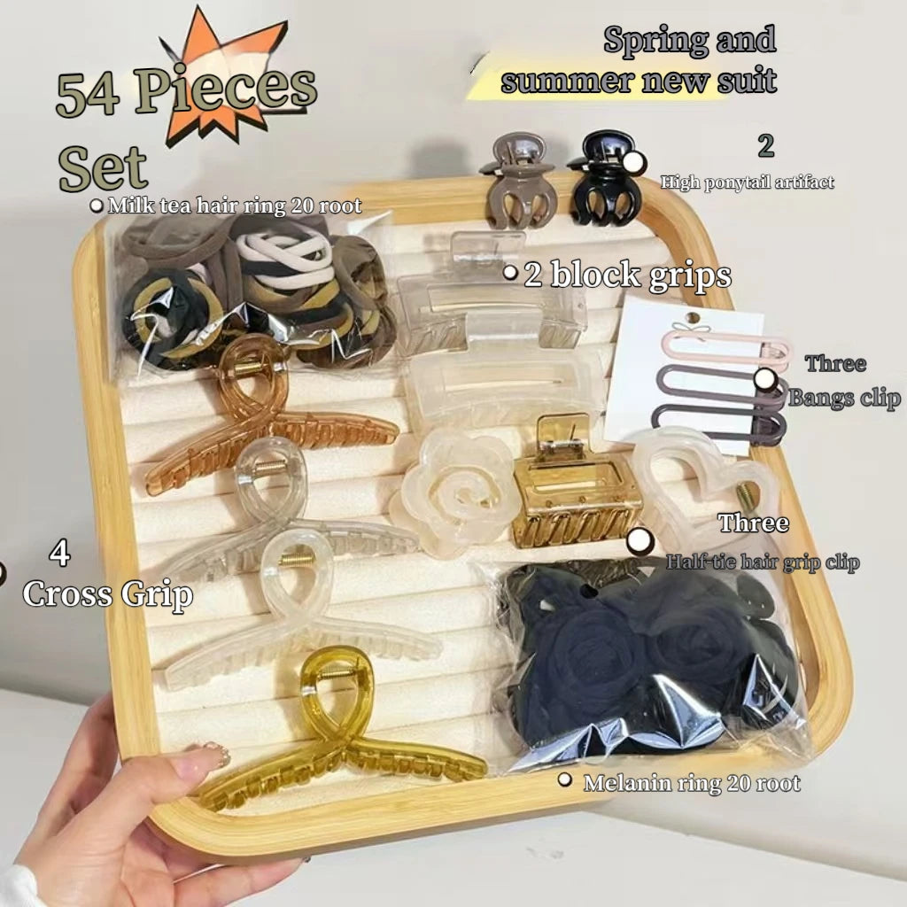 New 8-137PCS Set Hair Clip Combination Women Hair Accessories Grab Clip Hair Band Temperament Hairclip High Ponytail Headband.