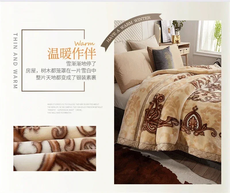 New Warm Weighted Blankets for Beds High End Thicken Warmth Raschel Blanket for Winter Autumn Double Side Plush Comforter Quilt.