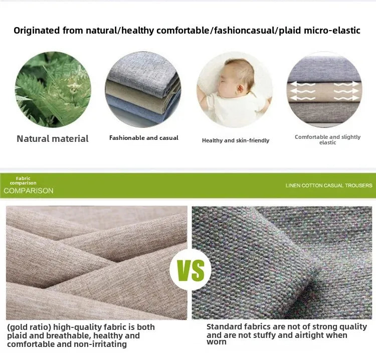 Summer Thin Men's Casual Pants Straight-Leg Loose-Fit Linen Trousers Youth Men's Pants Direct From Manufacturer Wholesale.