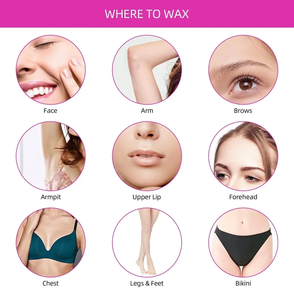 Honey Epilatory Waxing Kit Depilatory Roll on Wax Heater Machine with Refillable Wax Cream&100PCS Waxing Papers For Hair Removal.