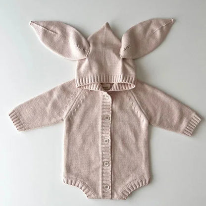 Herbst Winter Neugeborenen Baby Jungen Mädchen Gestrickte Overall Einfarbig Stricken Mit Kapuze Infant Baby Bodys Kinder Gestrickte Kleidung