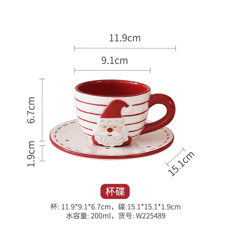 Nordic Stitching Santa Claus Dishes Plates Tableware Set Embossed Sealed Jar Seasoning Jar Western Ceramic Flat Plate Cup