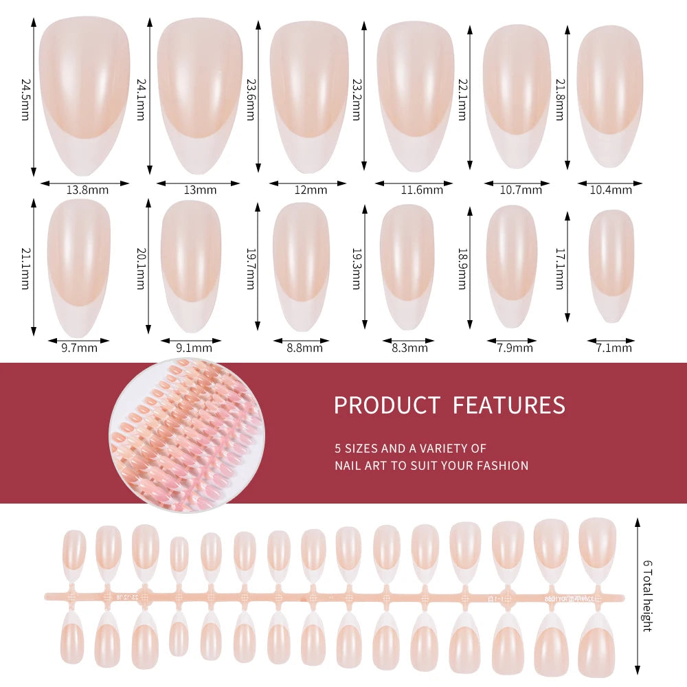 120/150pcs Matte White French Gel Nail Tips Medium Almond Nude Press On Nails 0.75-2.6cm Pink/Nude ABS Soft Gel Nail Flase Tips.