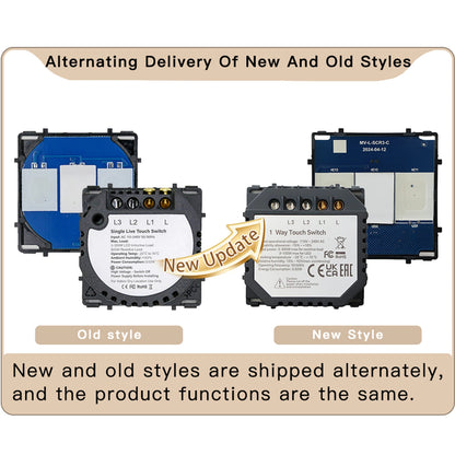 BSEED 1/2/3Gang Wand-Touch-Schalter-Funktionstaste, die Basis von Lichtschaltern, Schalterteil ohne Glasscheibe, Ein-Aus, 1/2Weg.