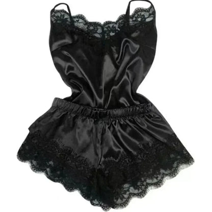 Sommer Spitze Seide Pyjama Set Frauen Nachtwäsche Sexy Dessous Leibchen Shorts Cami Top Bequeme Casual Pijamas.