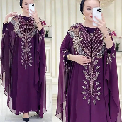 Abayas Für Frauen Dubai Luxus 2024 Chiffon Boubou Muslimischen Mode Kleid Kaftan Marocain Hochzeit Party Anlässe Djellaba Frauen