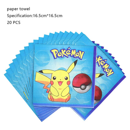 Pokemon Geburtstag Party Dekoration Neue Ligntning Pikachu Ballon Kid Event Liefert Einweg Geschirr Banner Hintergrund Platte