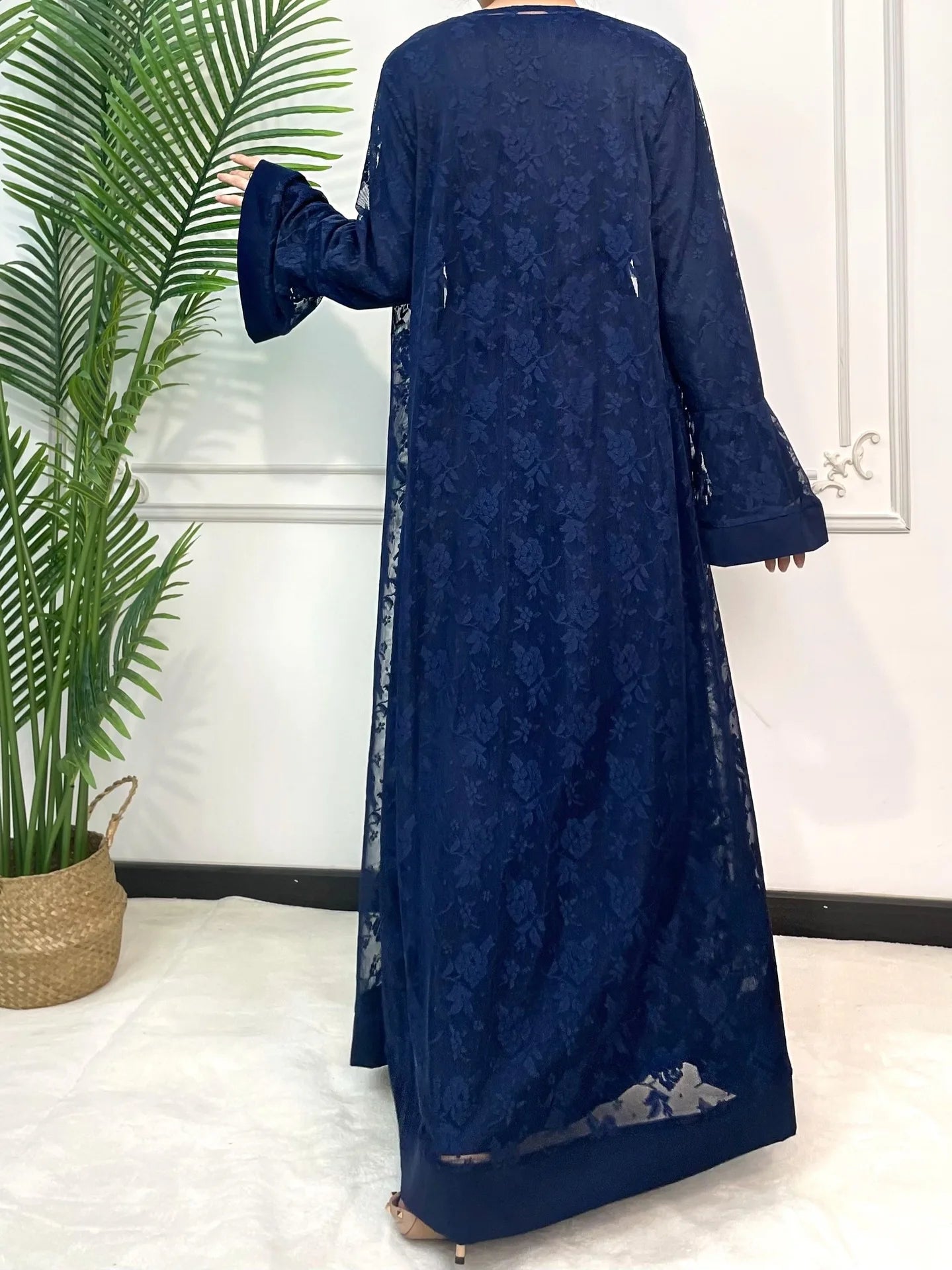 Ramadan Eid Prayer Lace Abaya 2 Piece Set Inner Dress Women Flare Sleeve Long Abayas Kaftan Djellaba Dubai Party Vestidos 2024.