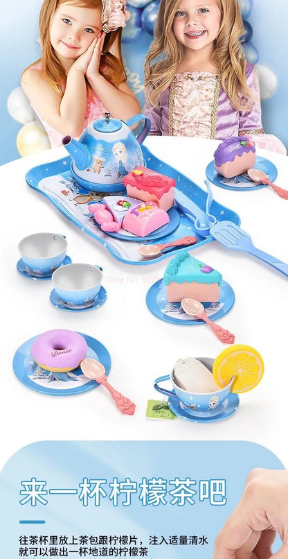 Kids Tea Party Set For Little Girls Mermaid Gift Pretend Toy Tin Tea Set Princess Tea Time Kitchen Pretend Play Tea Set Gift