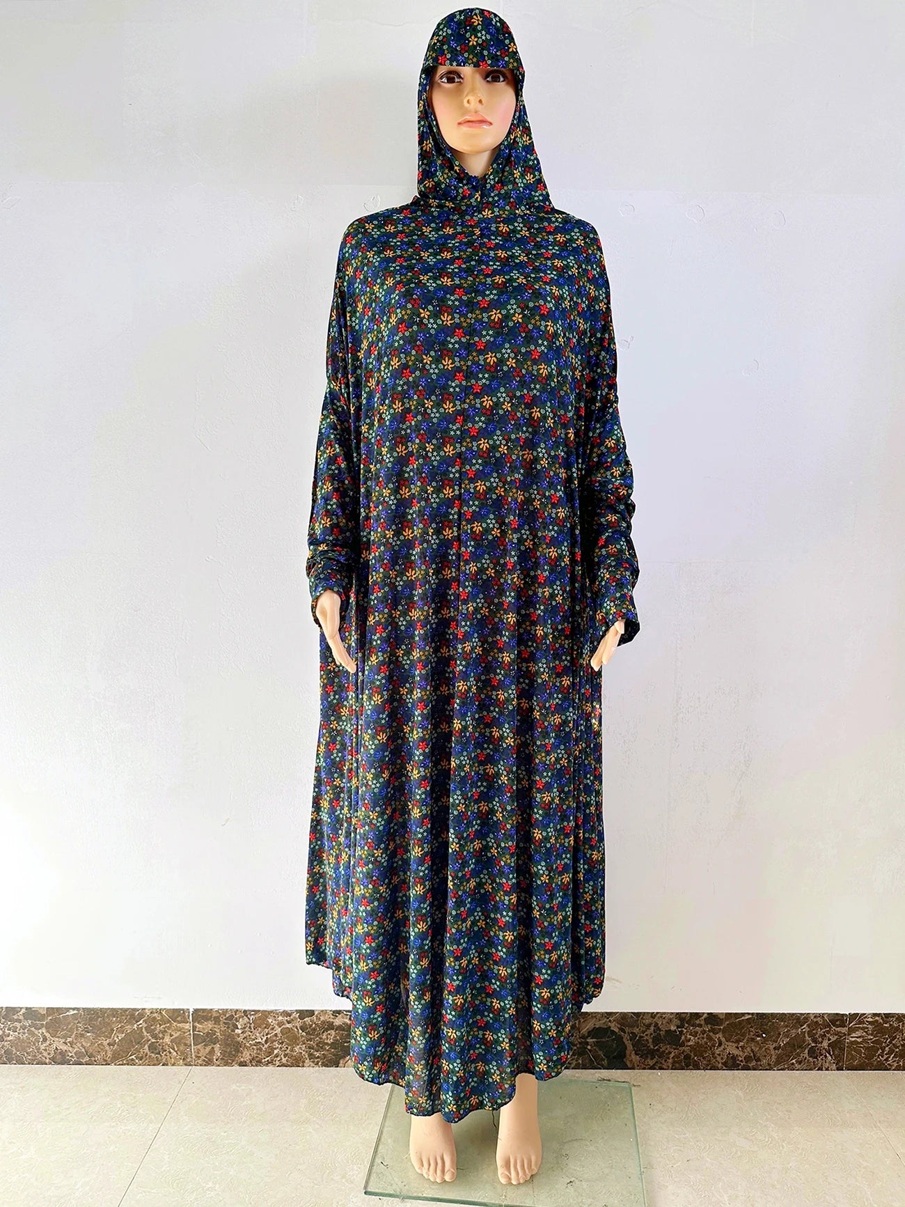 6XL  Muslim Womens Hooded Abaya African Sleeveless Prayer Garment Kaftan Dress With Hijab Floral Dubai Saudi Robe Ramadan