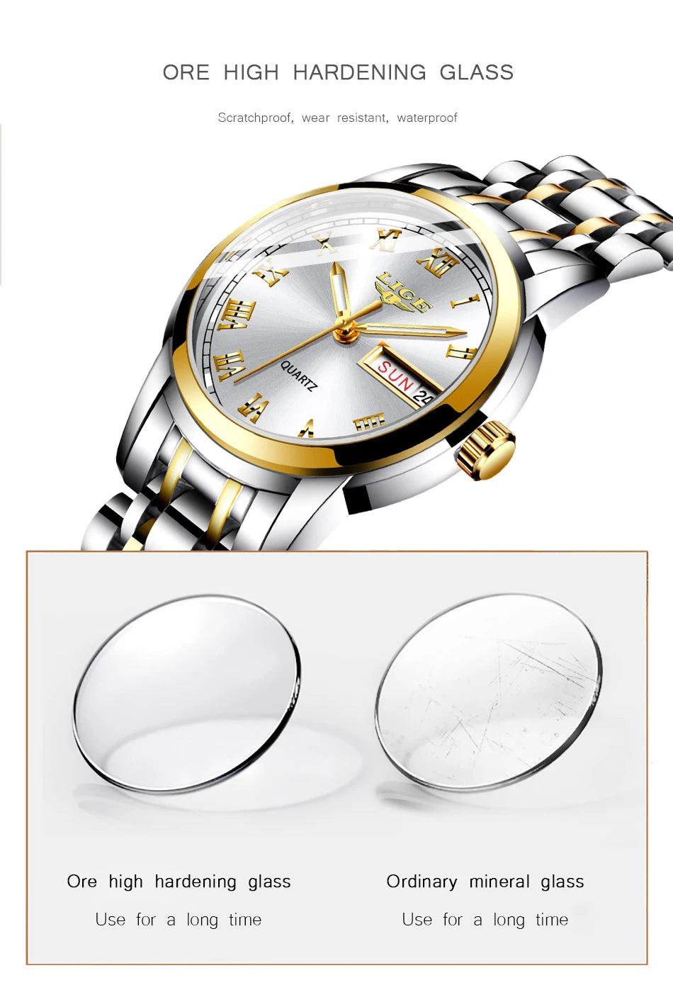 LIGE 2025 New Gold Watch Women Watches Ladies Creative Steel Women's Bracelet Watches Female Waterproof Clock Relogio Feminino.
