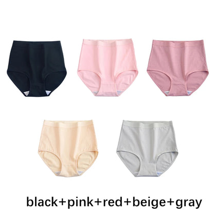FallSweet 5PCS/set Women’s Cotton Panties Seamless Plus Size Briefs Solid Underwear Soft Breathable Underpants Female Lingerie.