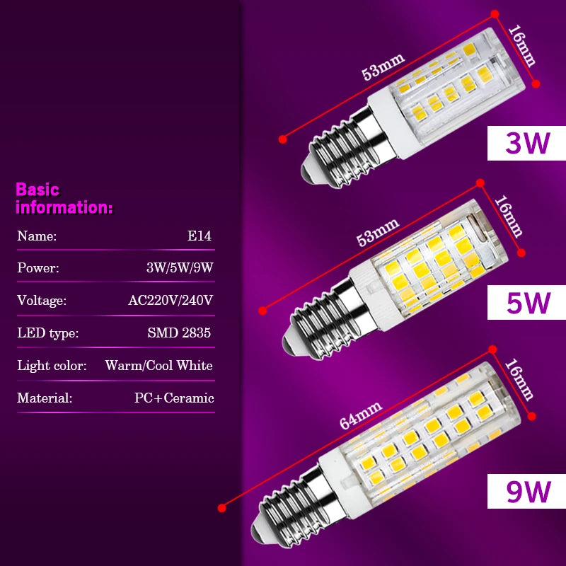 1-10 stücke E14 Led-lampe Lampe 3 W 5 W 9 W AC 220 V-240 V Mini Mais Birne Licht 2835SMD 360 Strahl Winkel Ersetzen Halogen Kronleuchter Lichter.