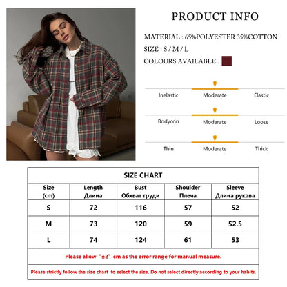 Clacive Fashion Loose Plaid Women's Shirt 2025 Vintage Lapel Long Sleeve Blouses Elegant Classic Blusas Top Female Clothing.