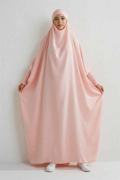 Muslimische Abaya mit Kapuze, Smockärmel, einteiliges Gebetskleid, Damen, Jilbab, islamische Kleidung, Dubai, Saudi-Arabien, schwarze Robe, türkische Bescheidenheit