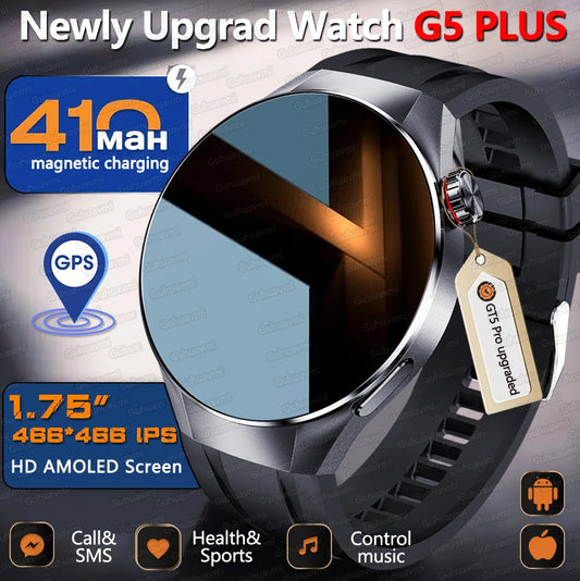 2025 New Originl Watch G5 PlUS Smart Watch 1.75" HD AMOLED Screen GPS track Heart Rate Bluetooth Call Compass Smartwatch for Men.