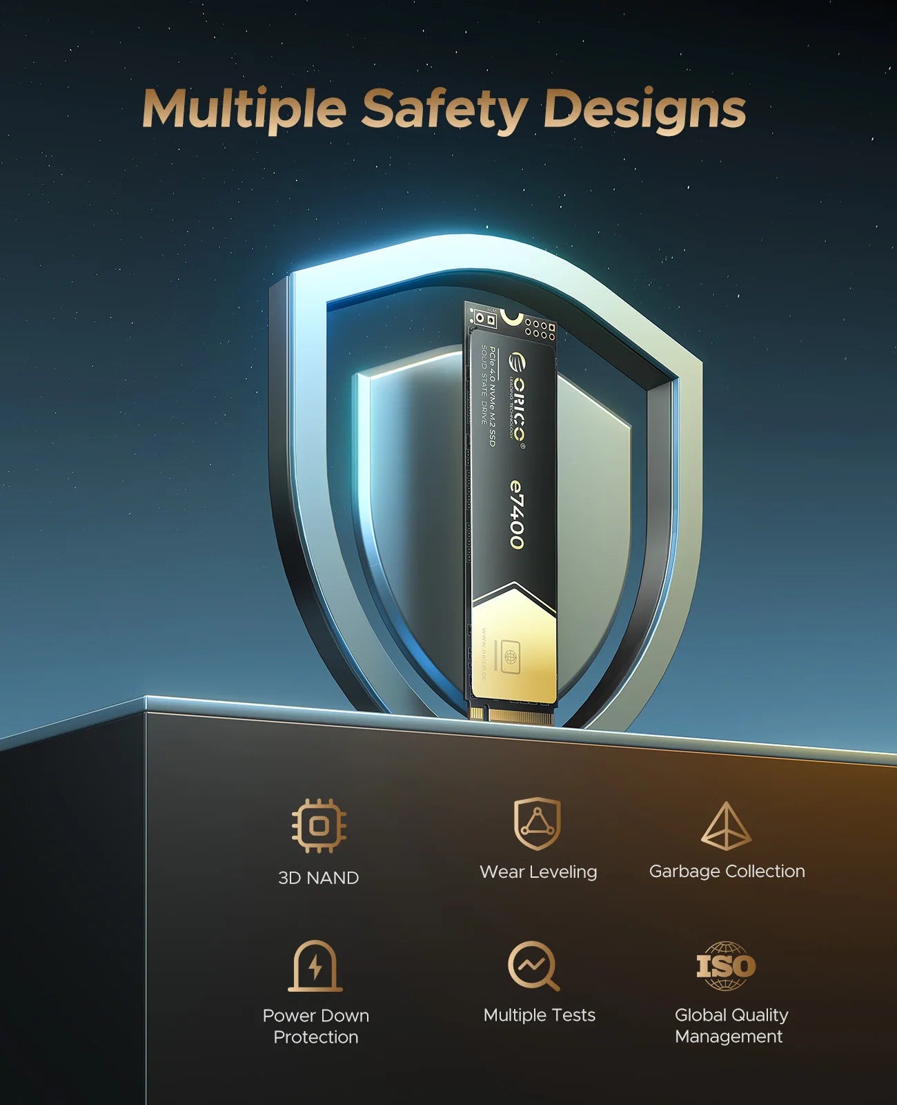 ORICO Gaming PCIe4.0 M.2 NVMe SSD PS5 7400MB/S Internal Solid State Drive Gen4 for High End Computing Gamer Heavy Duty Works.